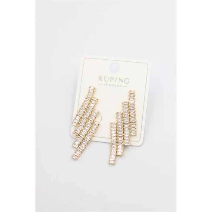 Baget Taşlı Küpe - Altın