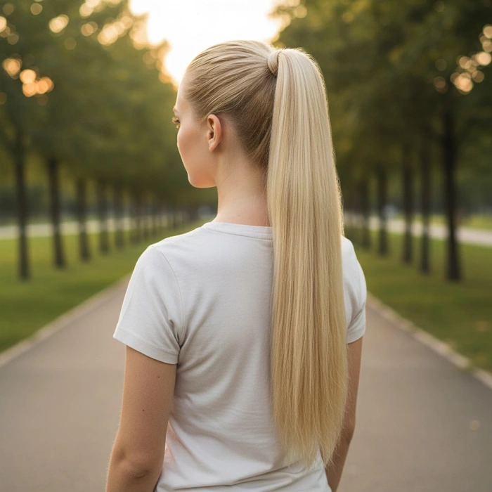 Bağlamalı Düz At Kuyruğu - Kumral Beyaz Platin Röfleli