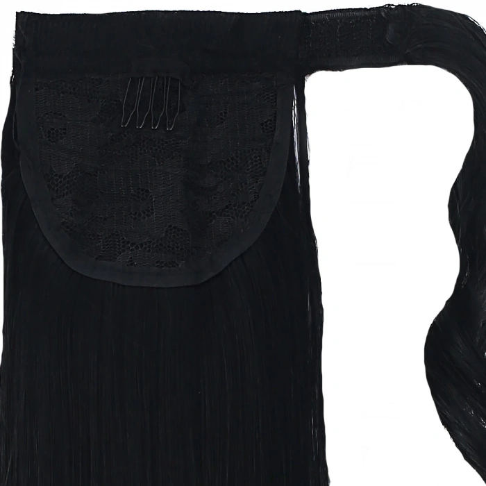 Bağlamalı Düz At Kuyruğu - Siyah