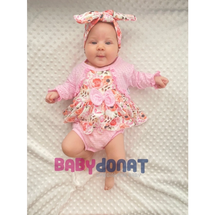 Bahar Çiçekleri Desenli Bandanalı Kız Bebek Romper