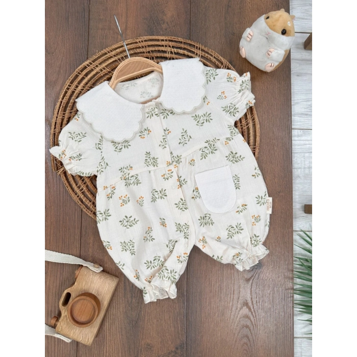 Bahar Pamuklu Kız Bebek Tulum Takım