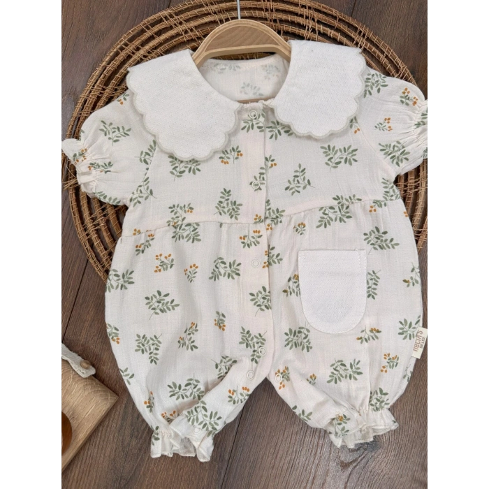 Bahar Pamuklu Kız Bebek Tulum Takım