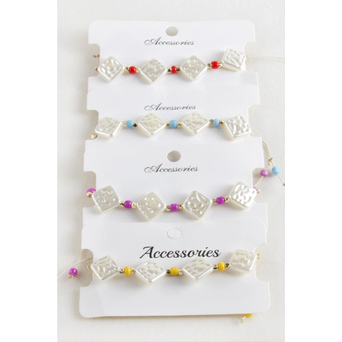 Baklava Boncuk İnci Makrome İp Bileklik