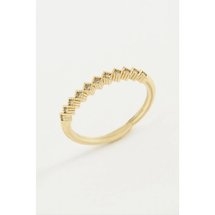 Baklava Şekli Taşlı Metal Yüzük