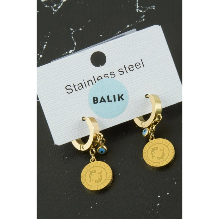 Balık Burcu Çelik Küpe