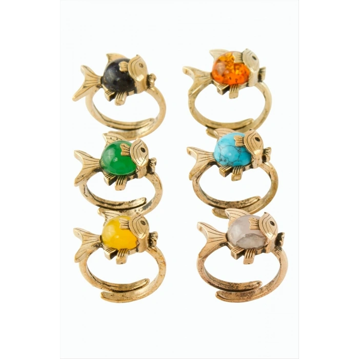 Balık Doğaltaşlı Otantik Yüzük