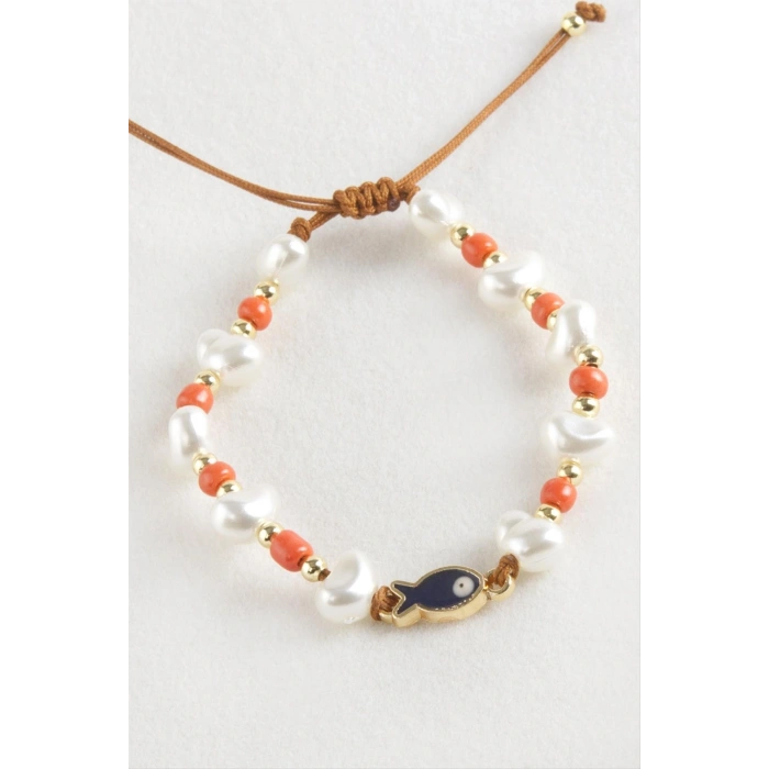 Balık İnci Boncuk Makrome İp Bileklik