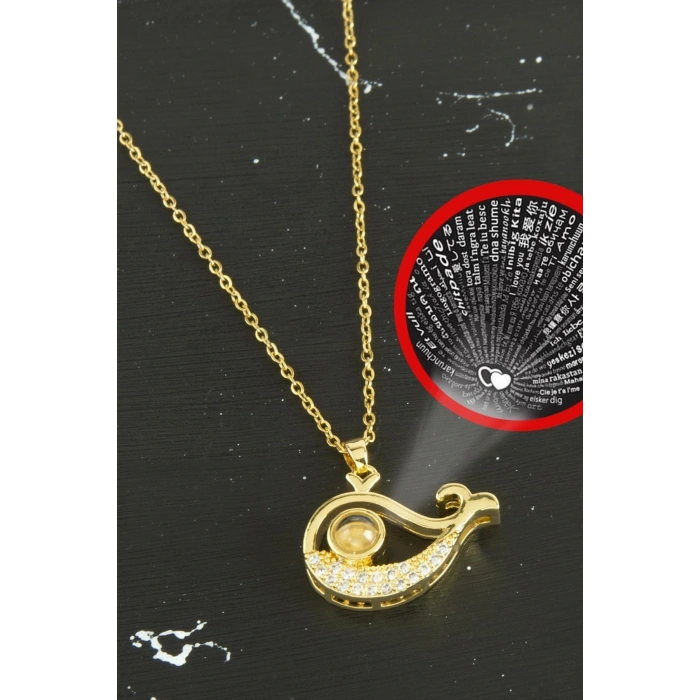 Balık Lüks Çelik Kolye 100 Dilde Seni Seviyorum