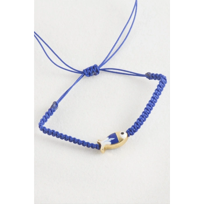 Balık Mineli Makrome Örgülü Bileklik