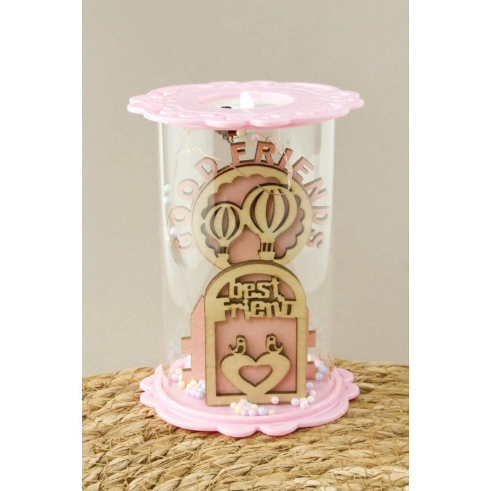 Balon Kuş Ahşap Işıklı Led Fanus