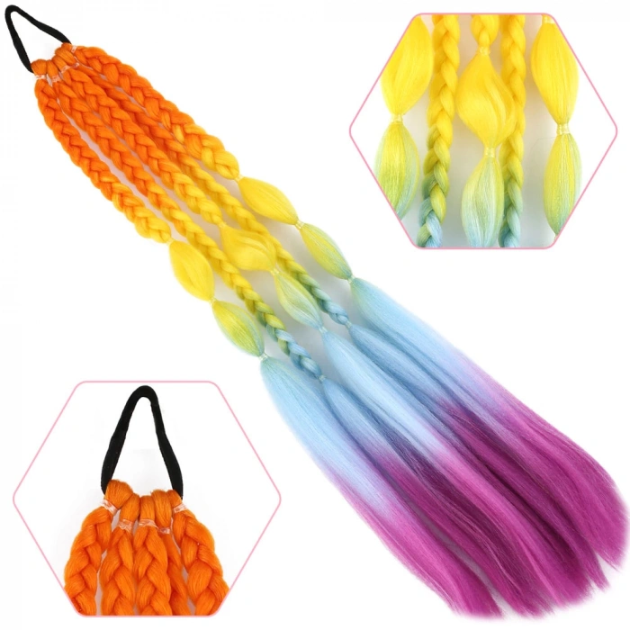 Balon ve Düz Salaş Örgülü Lastikli At Kuyruğu - ACM22