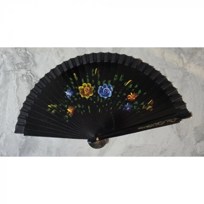 Bambu Çift Taraflı Siyah Yelpaze 12li Paket