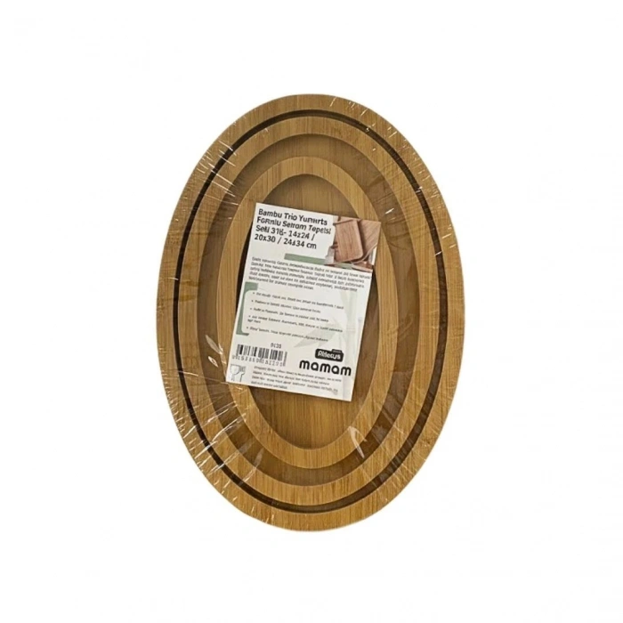 Bambu Oval 3li Sunum Tepsisi