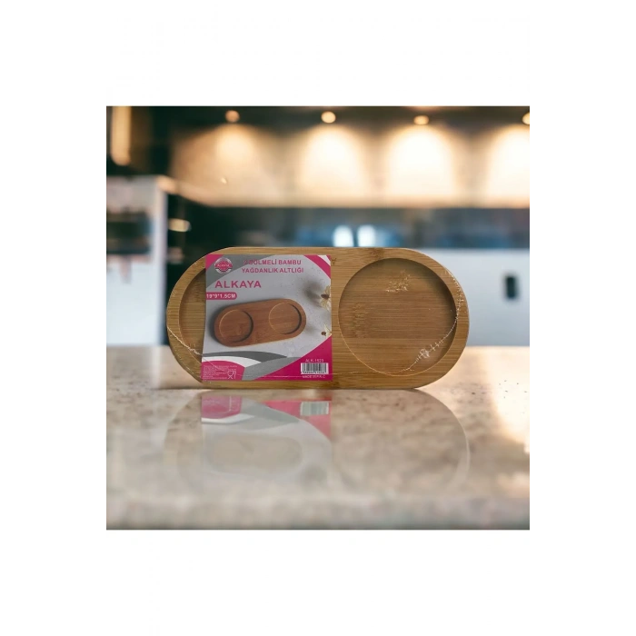 Bambu Yağdanlık Altlığı 2 Bölmeli -ALK-1523