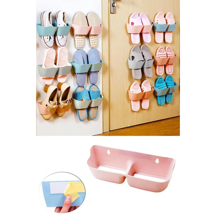 Banyo Terlik Tutucu - Kapı Arkası Pratik Raf - Terlik Tutucu Gri