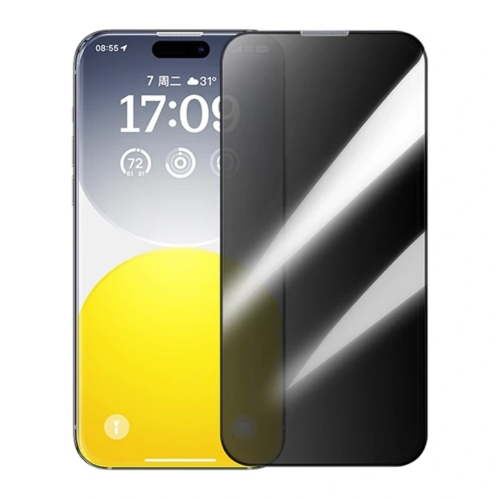Baseus Corning İphone 15 Privacy Hayalet Full Koruma Tempered Cam Ekran Koruyucu