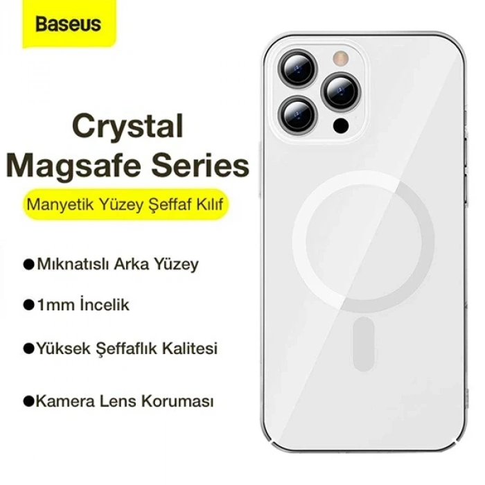 Baseus Crystal İphone 12 Pro Max Kılıf Magsafe Uyumlu Manyetik Kılıf-(5775)