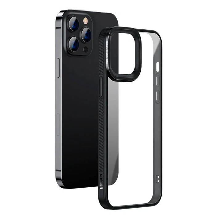 Baseus Crystal İphone 13 Pro Max Kılıf Jel Çerçeve Zırhlı Silikon Kılıf-(5775)