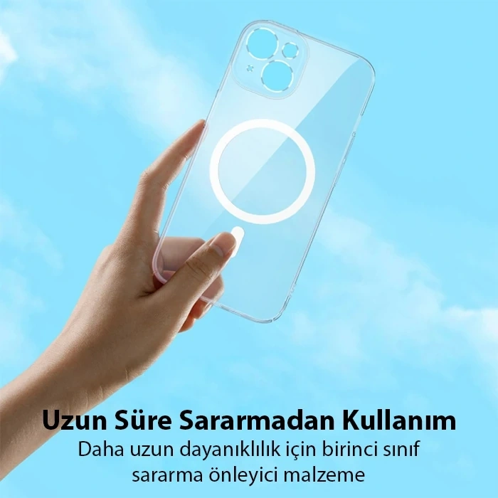Baseus Crystal İphone 14 6.1 Magsafe Silikon Kılıf + Tempered Ekran Koruyucu Set-(5775)