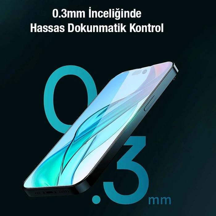 Baseus Crystal Serisi İphone 15 Plus Full Koruma Tempered Cam Ekran Koruyucu-(5775)