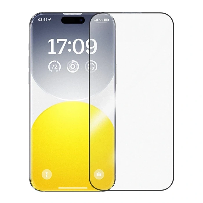 Baseus Crystalline İphone 15 İçin Parlama Önleyici Tempered Cam Ekran Koruyucu