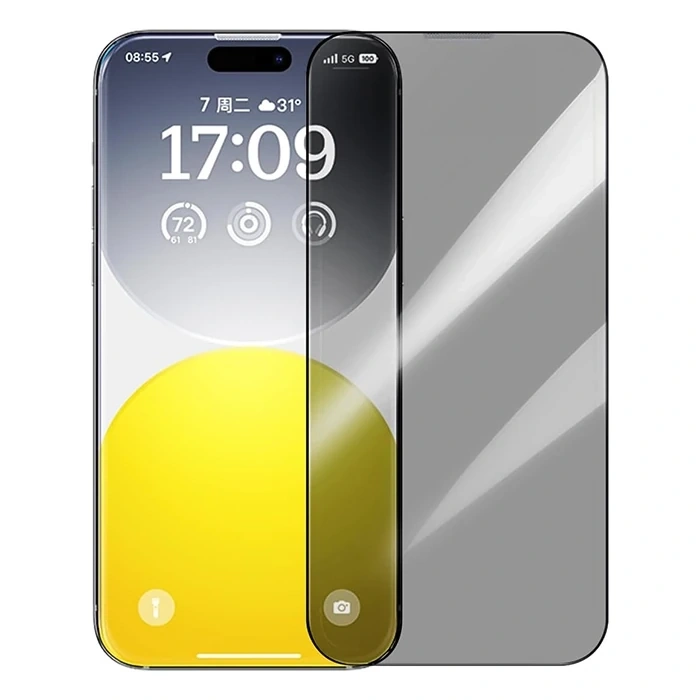 Baseus Crystalline İphone 15 Plus Privacy Hayalet Full Koruma Cam Ekran Koruyucu