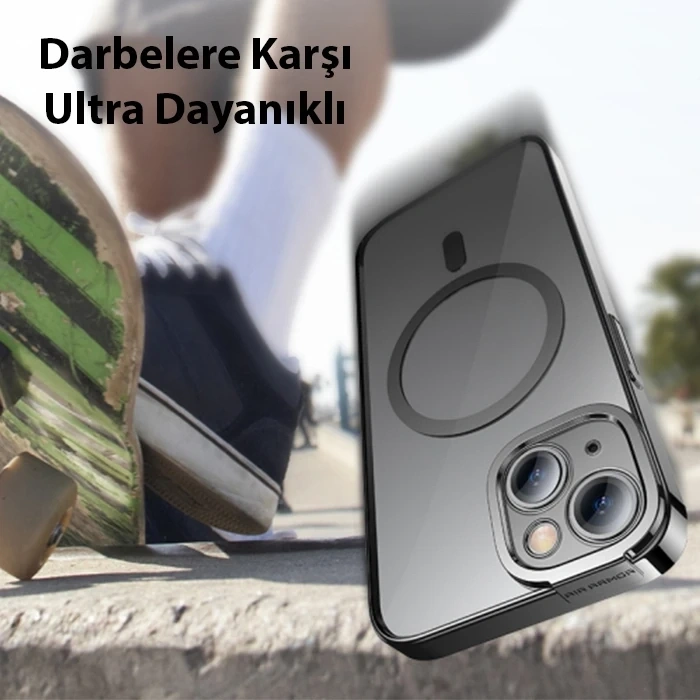 Baseus Glitter İphone 14 6.1 Magsafe Silikon Kılıf + Tempered Ekran Koruyucu Set