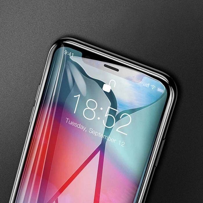 Baseus İphone 11 Pro 3d Full Kaplama Kırılmaz Cam Koruyucu Tempered Glass Screen Protector-(5775)