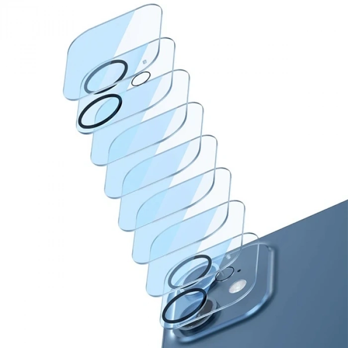 Baseus İphone 12 6.1 3d Full Kaplama Kamera Koruyucu Cam 2 Adet Set-(5775)