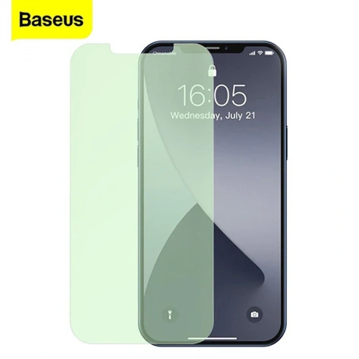 Baseus İphone 12 Mini 0.15mm Full Tempered Cam Ekran Koruyucu 2set Anti-bluelight