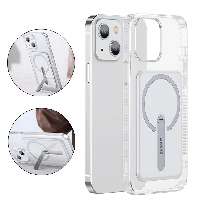 Baseus İphone 13 6.1inç Manyetik Magsafe Standlı Silikon Kılıf-(5775)