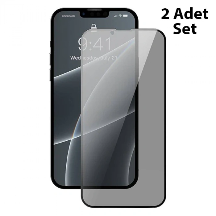 Baseus İphone 13 Mini 0.23mm Gizlilik Hayalet Full Ekran Koruyucu 2 Adet Set