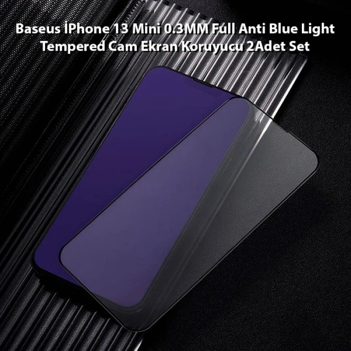 Baseus İphone 13 Mini 0.3mm Full Çerçeve Cam Ekran Koruyucu 2 Adet-(5775)