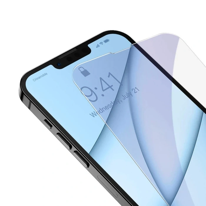 Baseus İphone 13 Mini 0.3mm Göz Korumalı Full Cam Ekran Koruyucu 2 Adet Set-(5775)