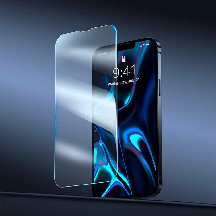 Baseus İphone 13 Mini 0.3mm Tempered Full Cam Ekran Koruyucu 2 Adet Set-(5775)