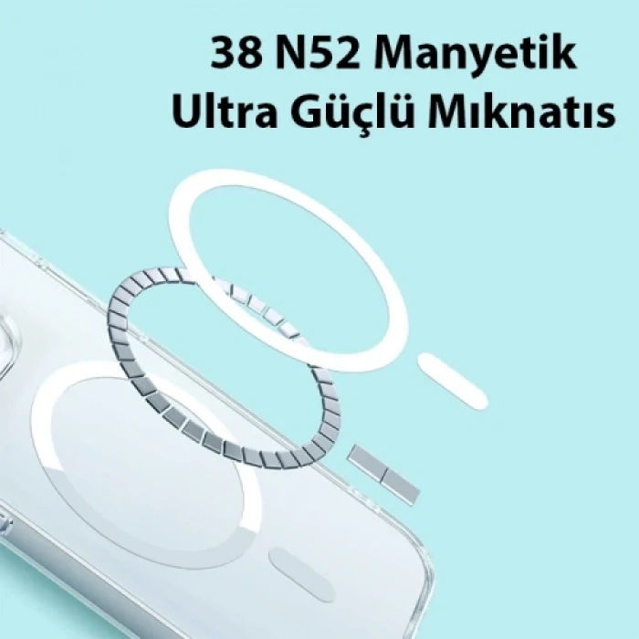Baseus İphone 15 Pro Crystal Serisi Manyetik Magsafe Silikon Kılıf + Tempered Ekran Koruyucu Set