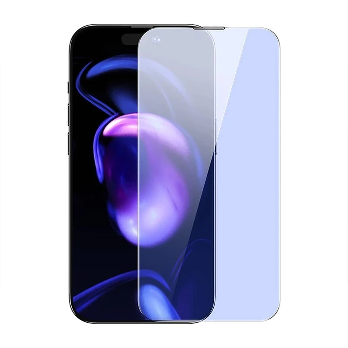 Baseus İphone 15 Pro Full Koruma Anti Mavi Işık Tempered Cam Ekran Koruyucu 2 Adet Set