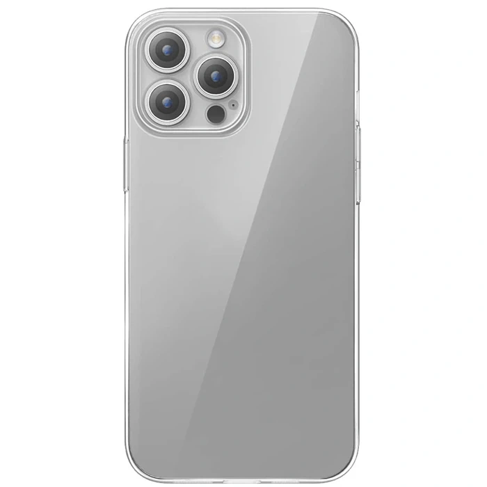 Baseus İphone 15 Pro Max Schott Serisi Şeffaf Silikon Kılıf + Tempered Ekran Koruyucu Set-(5775)