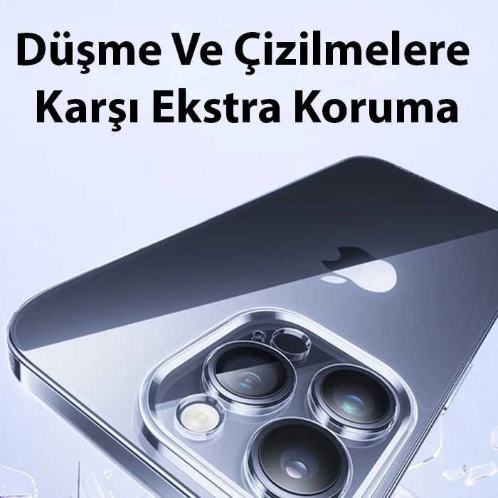 Baseus İphone 15 Pro Max Schott Serisi Şeffaf Silikon Kılıf + Tempered Ekran Koruyucu Set-(5775)