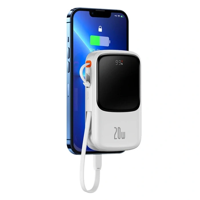 Baseus Qpow Pro Dijital Göstergeli 10000mah 20w Hızlı Şarj Powerbank İphone Lightning Kablolu