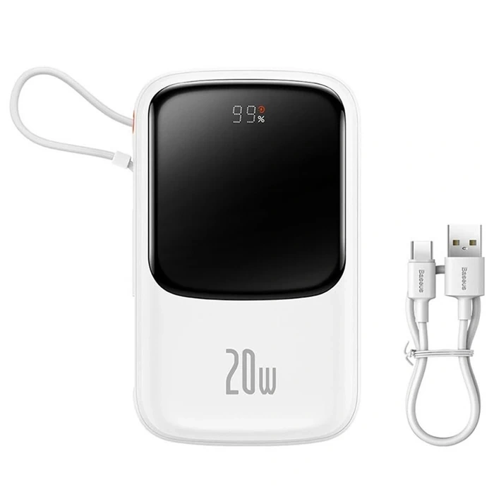 Baseus Qpow Pro Dijital Göstergeli 10000mah 20w Hızlı Şarj Powerbank İphone Lightning Kablolu