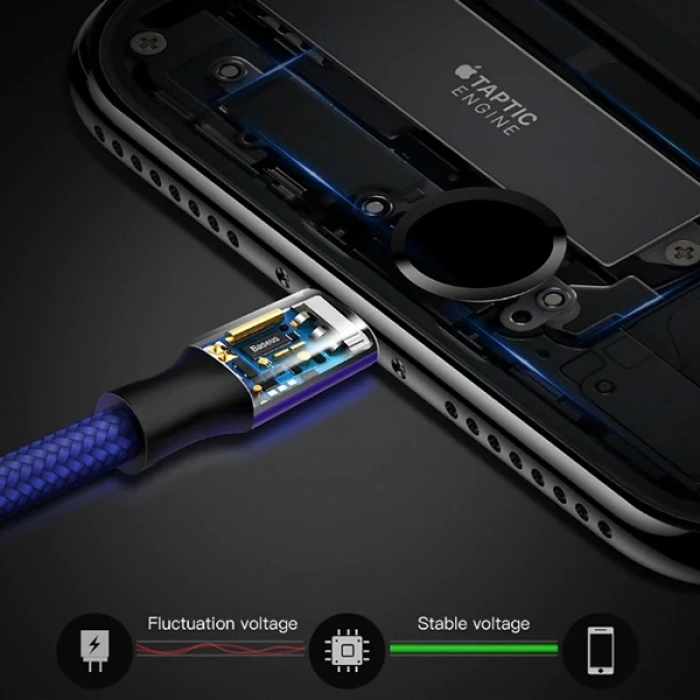 Baseus Rapid Series 2in1 İphone+ Micro Usb 3.0a Usb Kablo Şarj 120cm-(5775)