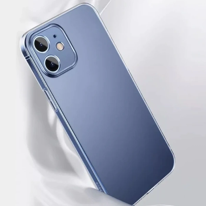 Baseus Simple Case İphone 12 6.1 İnce Şeffaf Silikon Kılıf Kamera Korumalı