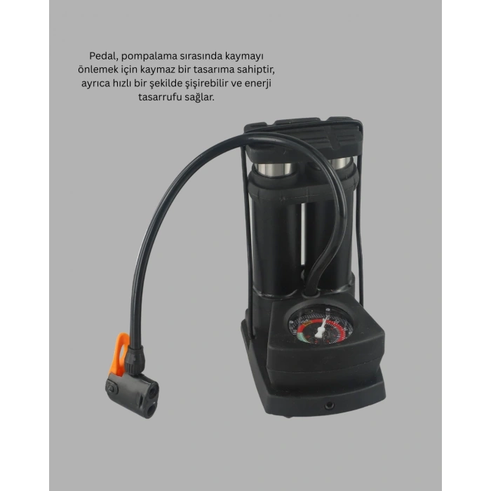 Basınç Saatli Ayak Pompası Bisiklet Ve Araç Uyumlu