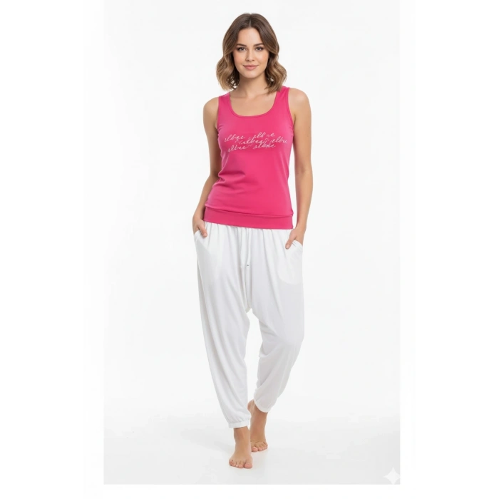 Bayan Yazlık Poly Şalvarlı Pijama 21519