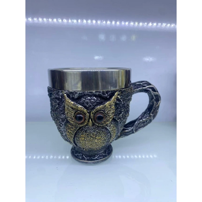 Baykuş Çelik Kupa Bardak Kod 6931