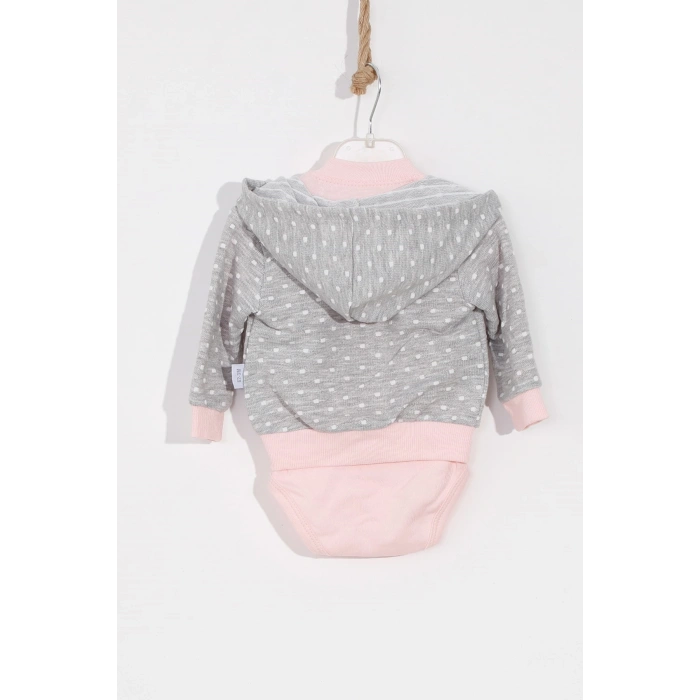 Bear Nakışlı Puanlı Pamuklu 2li Kız Bebek Takımı