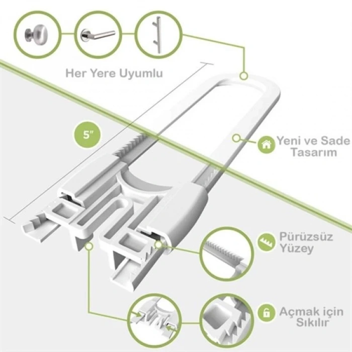 Bebek Çocuk Çekmece ve Dolap Koruma Raylı Güvenlik Sistemi Emniyet Kilidi (4887)