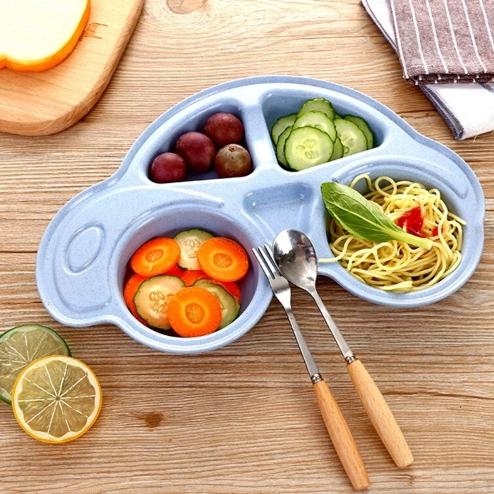 Bebekler İçin Araba Şeklinde Sevimli Mama Tabağı Çocuk Tabldot (4887)