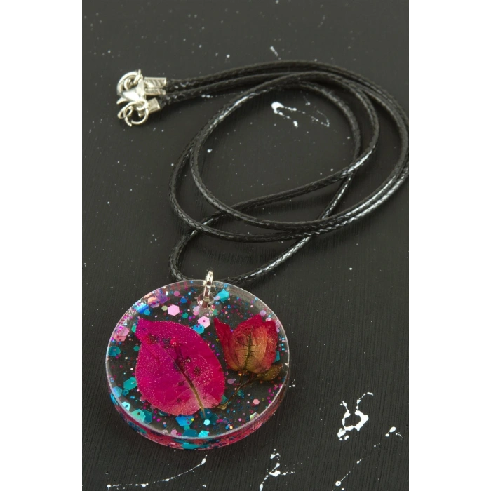 Begonvil Çiçeği Epoksi Kolye